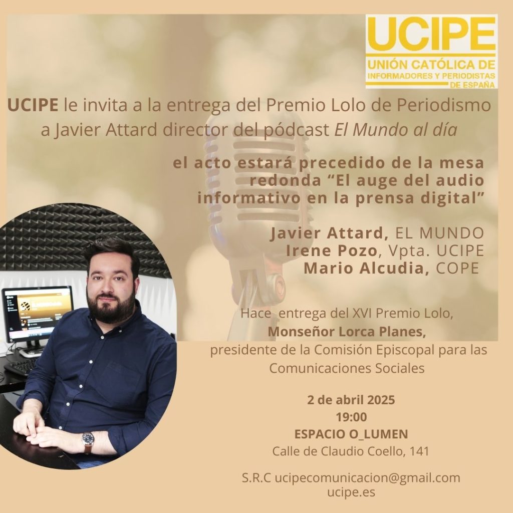 Invitación entrega del XVI Premio Lolo de Periodismo Joven de UCIPE